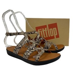 FitFlop Womens Strata Gladiator Snake Effect Leather Sandal Size 9 NWT